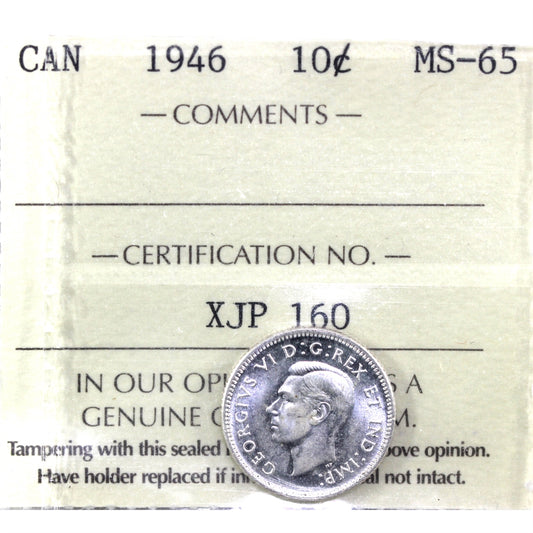 1946 Canada 10-cents ICCS Certified MS-65