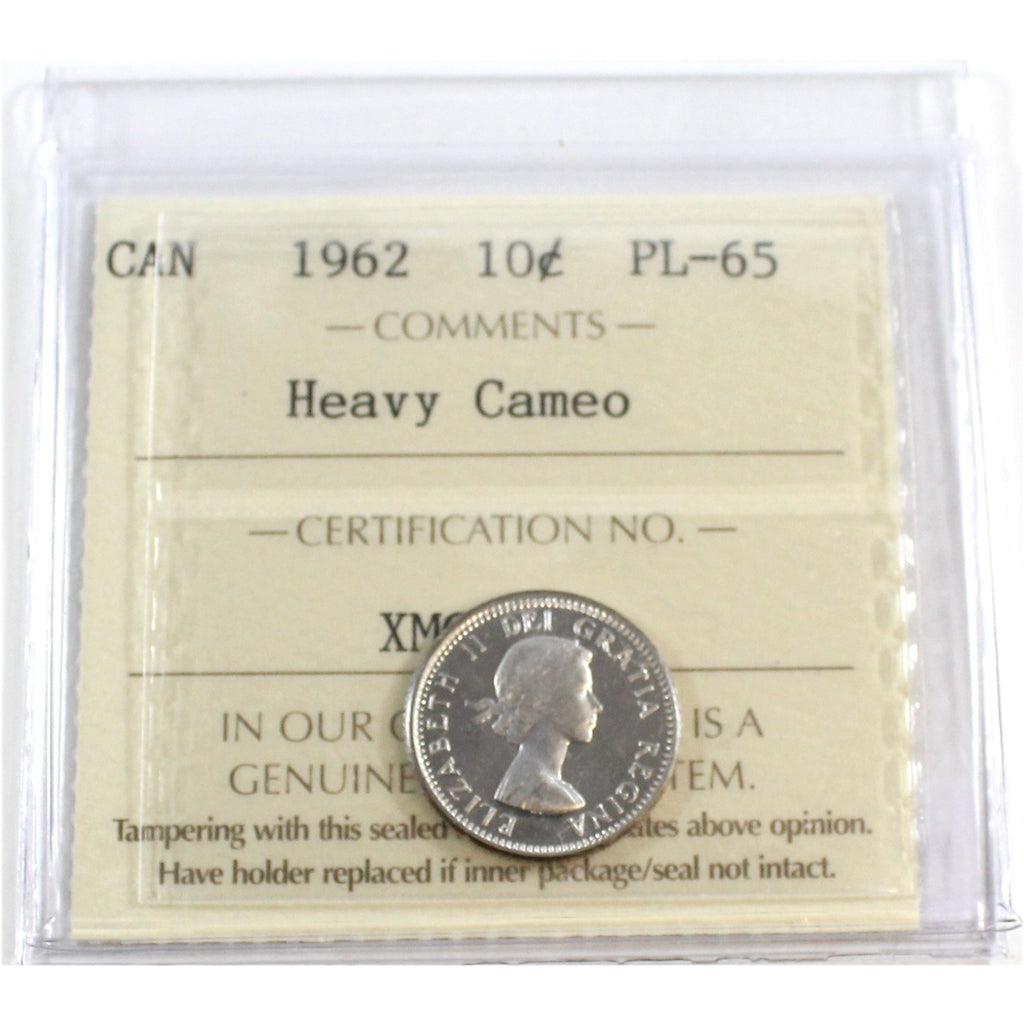 1962 Canada 10-cents ICCS Certified PL65 Heavy Cameo