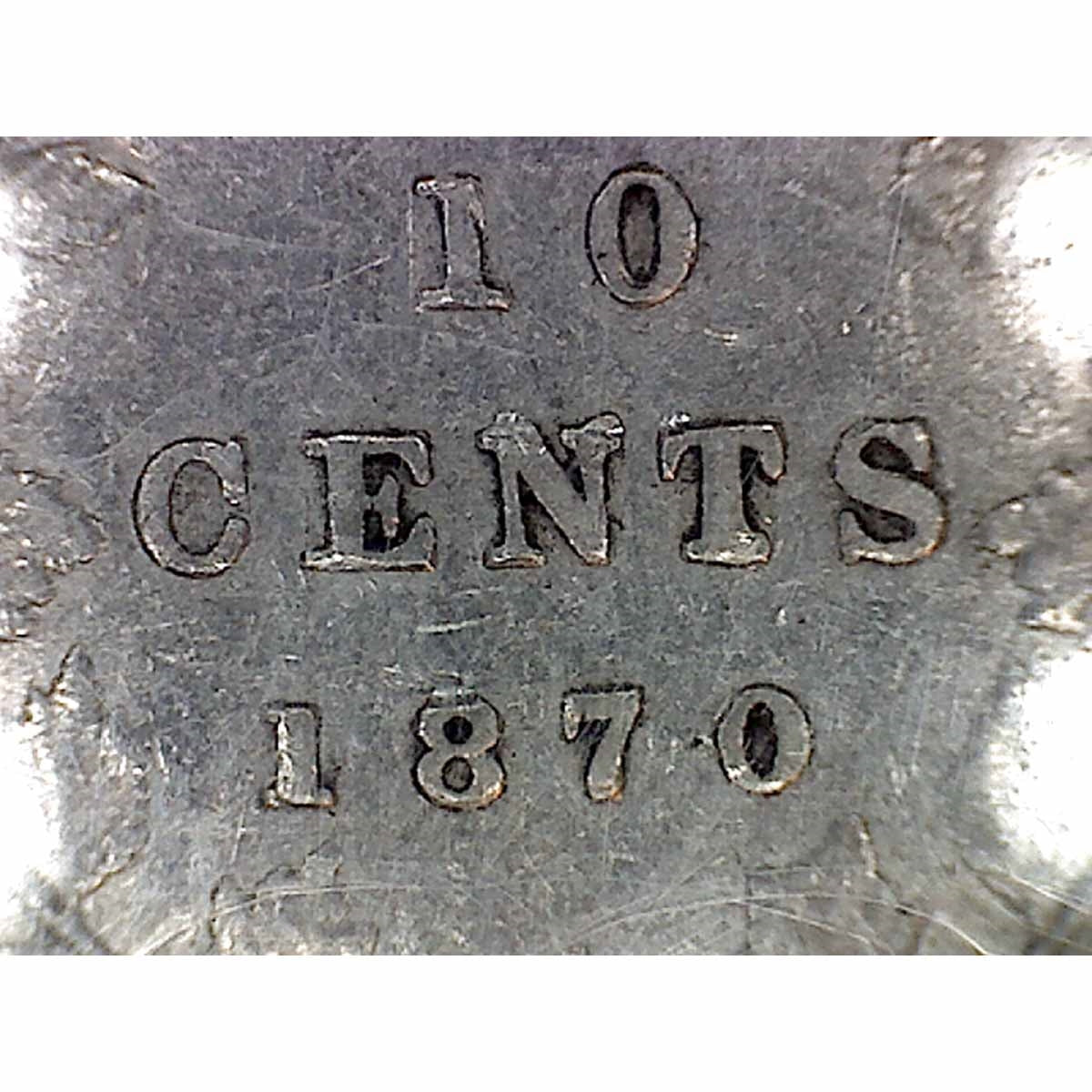 1870 Wide O Canada 10-cents ICCS Certified F15