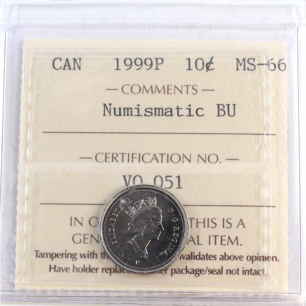 1999P Canada 10-cents ICCS Certified MS66 NBU