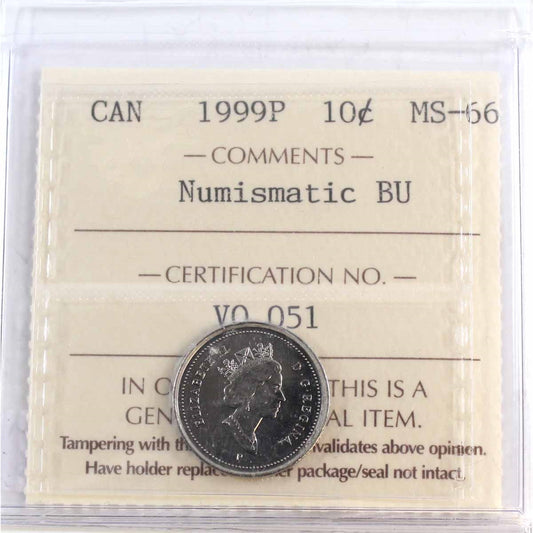 1999P Canada 10-cents ICCS Certified MS66 NBU