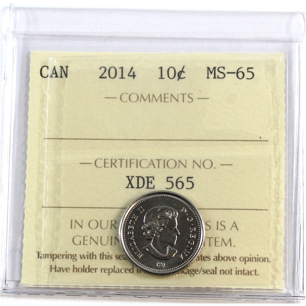 2014 Canada 10-cents ICCS Certified MS65
