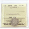 1871 Canada 10-cents ICCS Certified VF20