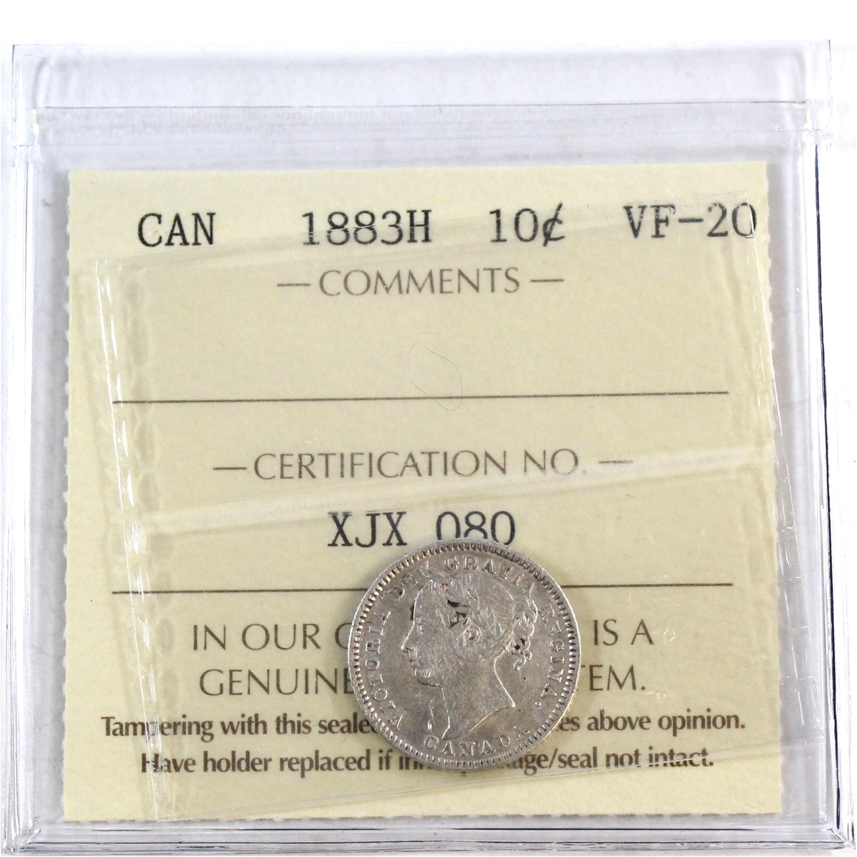 1883H Canada 10-cents ICCS Certified VF20
