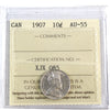 1907 Canada 10-cents ICCS Certified AU55