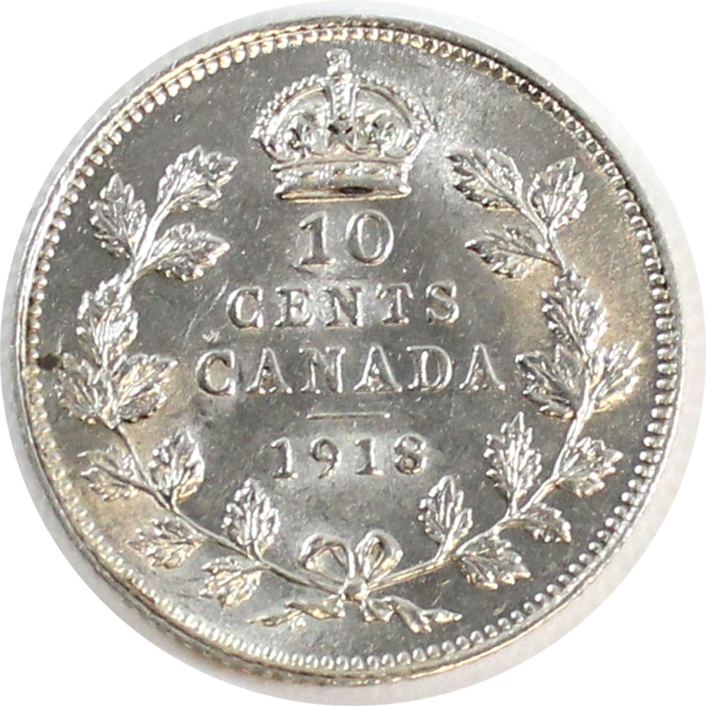 1918 Canada 10-cents Almost Uncirculated (AU50)