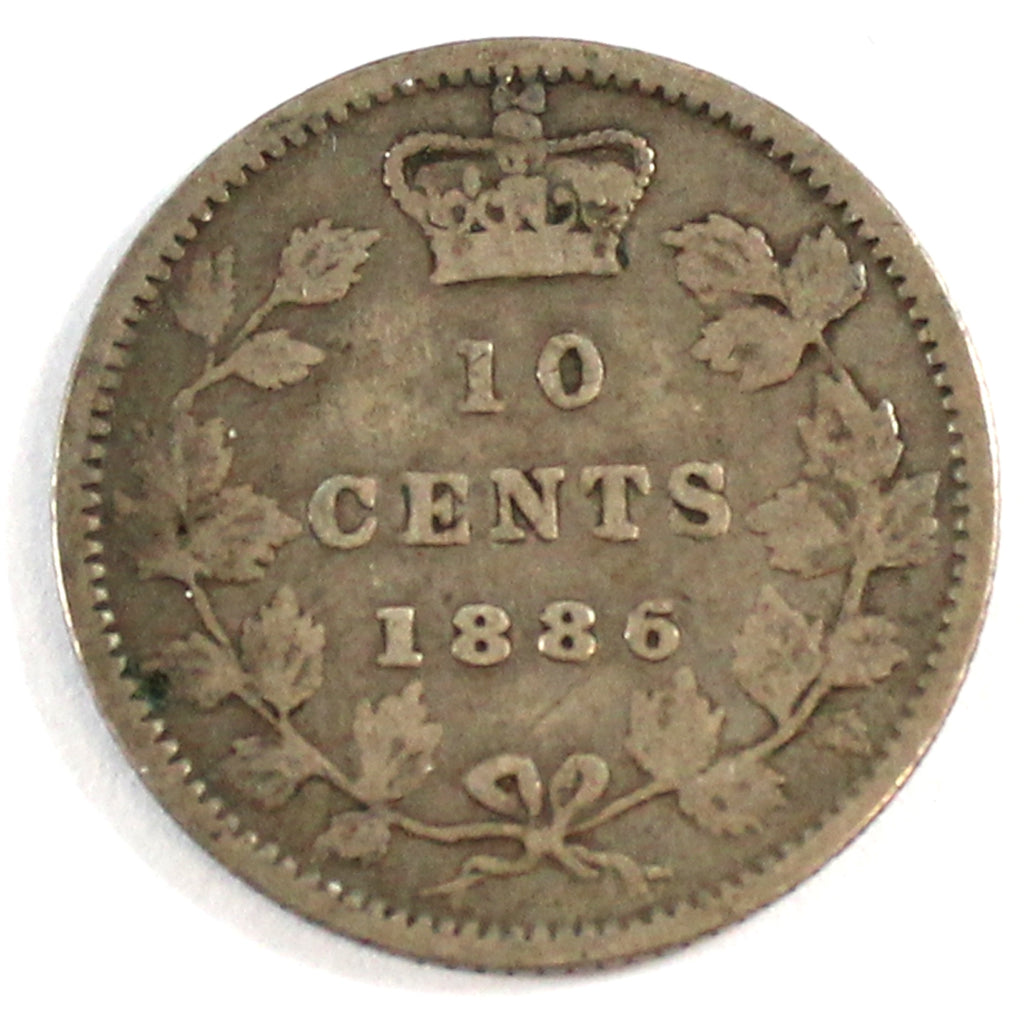1886 Large Pointed 6 Obv. 5 Canada 10-cents VG-F (VG10) $