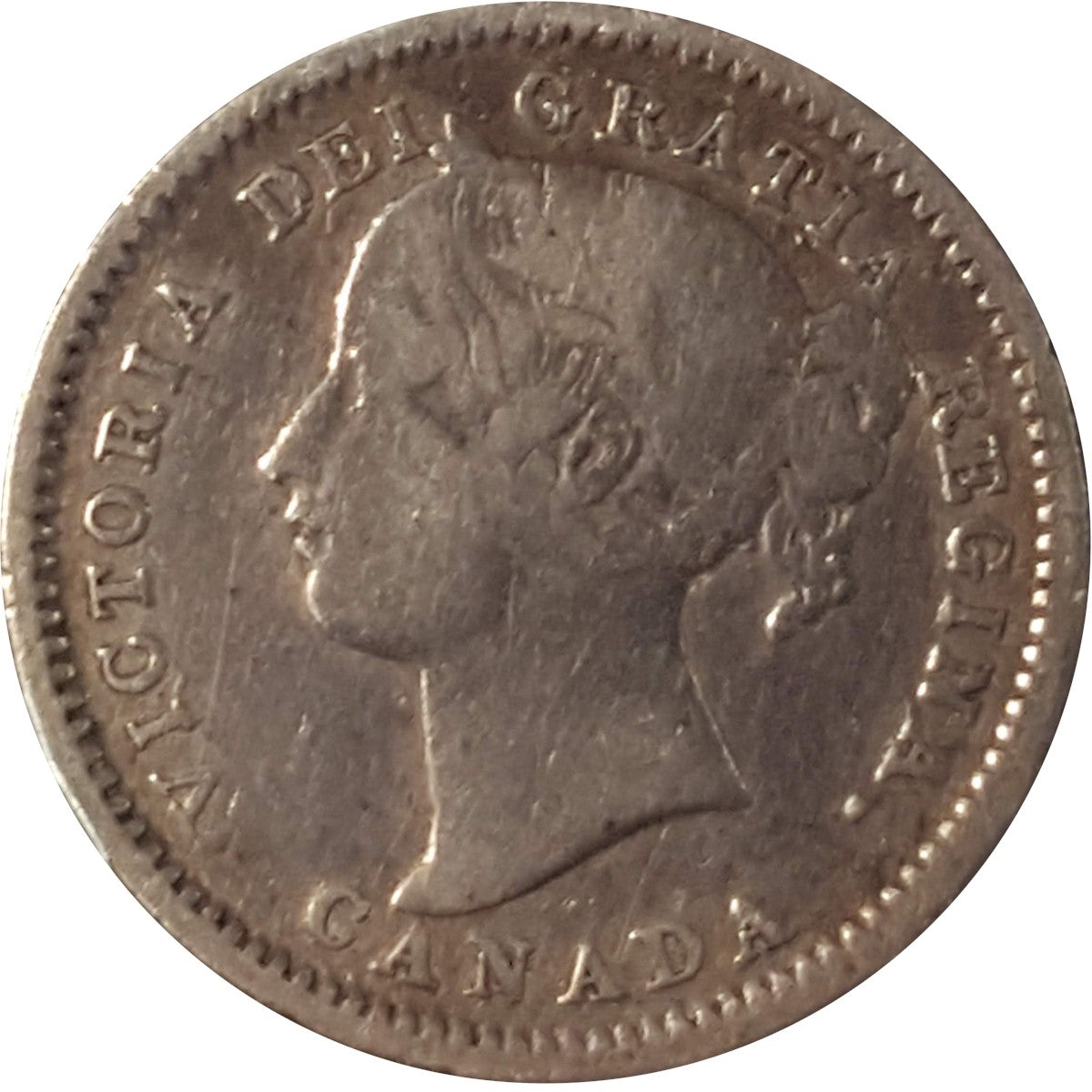 1893 Flat Top 3 Obv. 6 Canada 10-cents VG-F (VG10) $