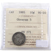 1885 Obv. 5 Canada 10-cents ICCS Certified VG10