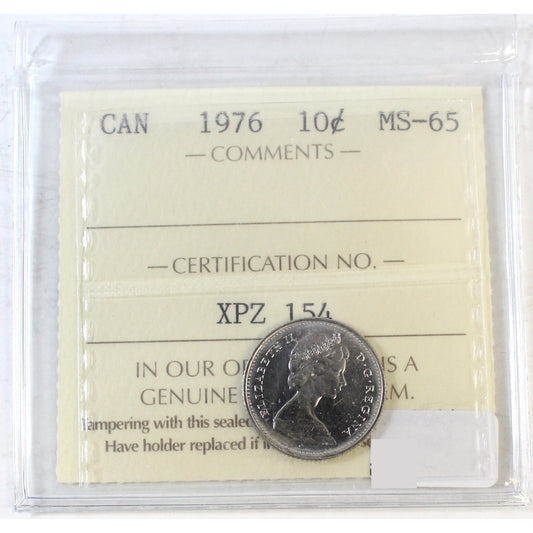 1976 Canada 10-cents ICCS Certified MS65