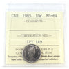 1985 Canada 10-cents ICCS Certified MS-64
