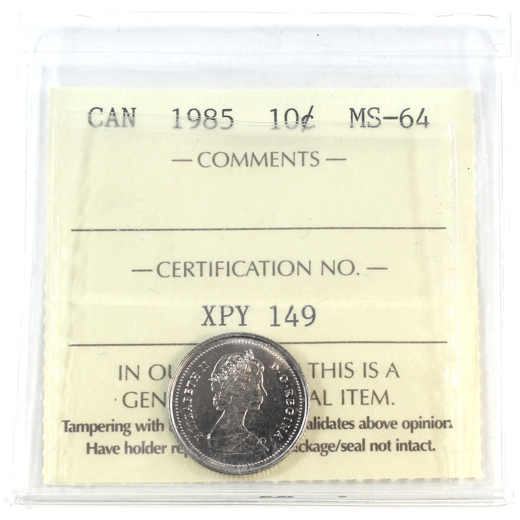 1985 Canada 10-cents ICCS Certified MS-64