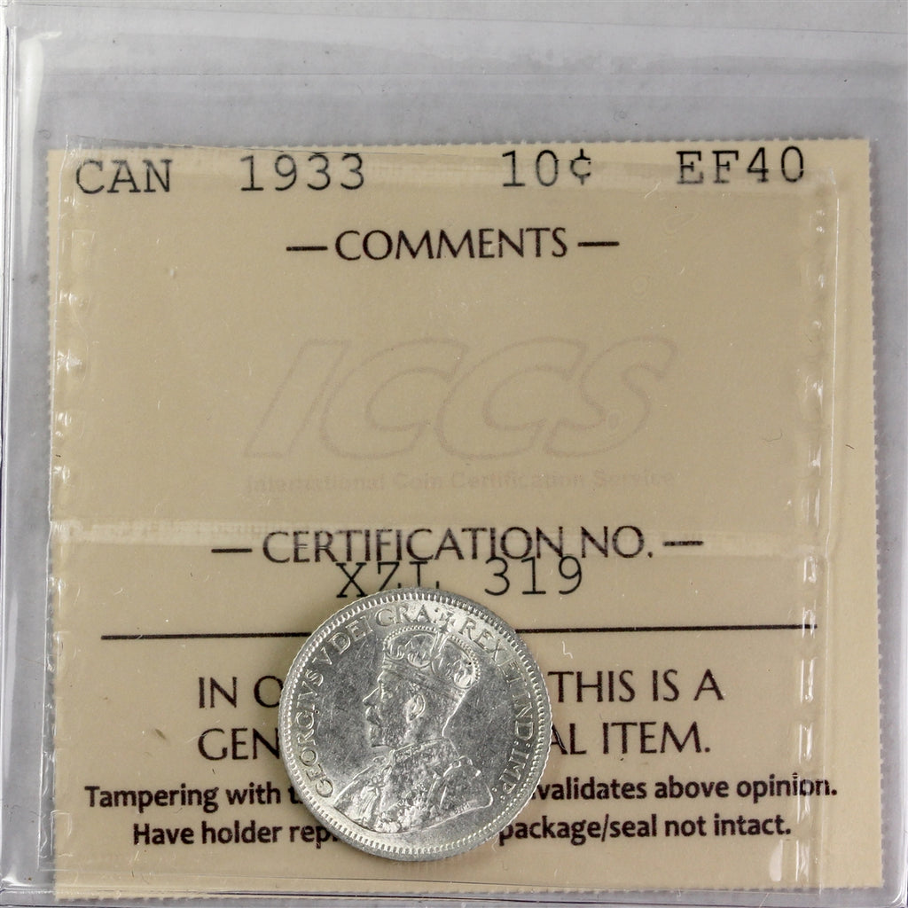 1933 Canada 10-cents ICCS Certified EF40