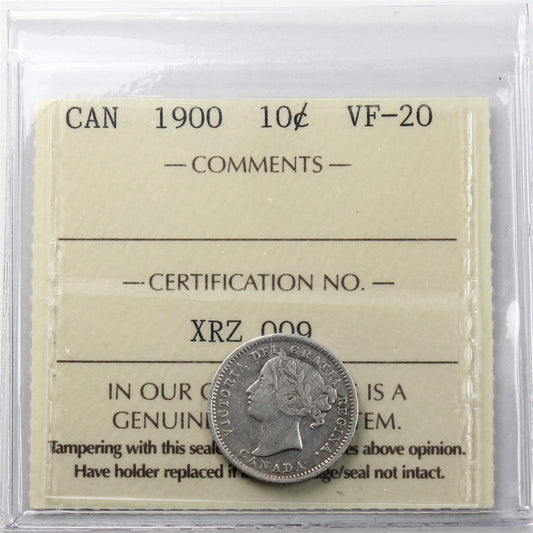 1900 Canada 10-cents ICCS Certified VF20