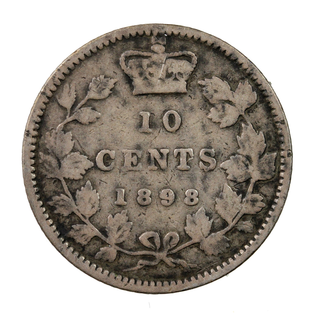 1898 Obv. 5 Canada 10-cents Very Good (VG-8) $