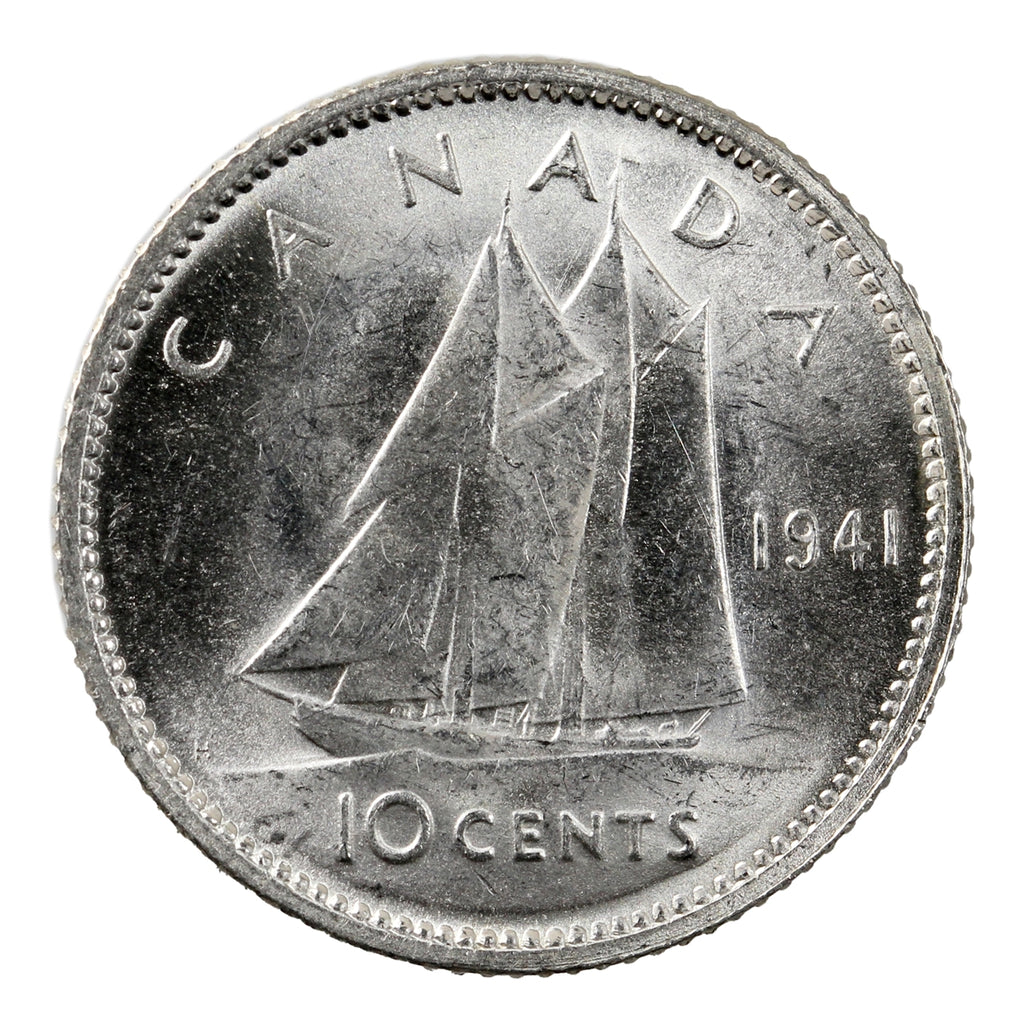 1941 Re-Engraved Canada 10-cents Brilliant Uncirculated (MS63) $