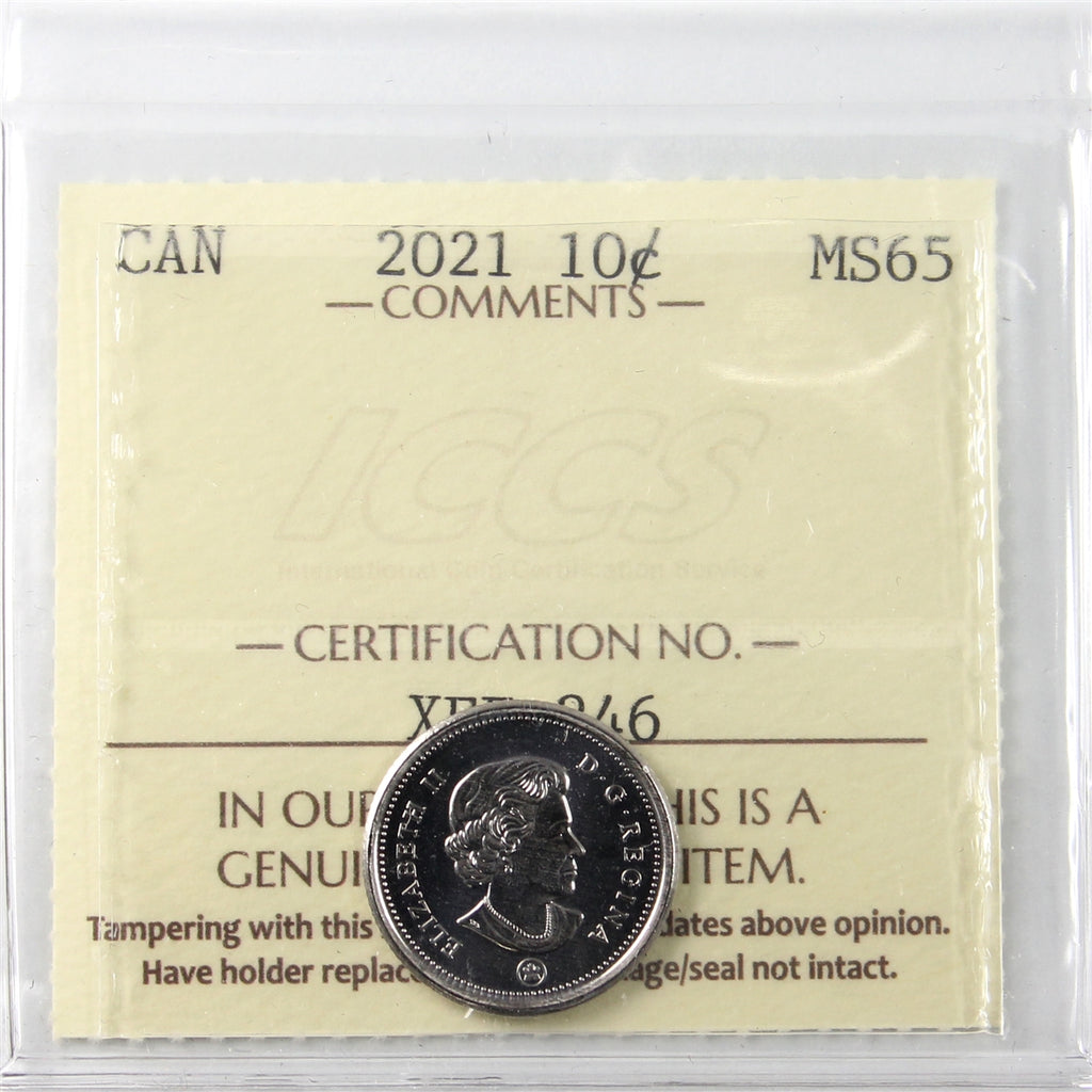 2021 Canada 10-cents ICCS Certified MS65