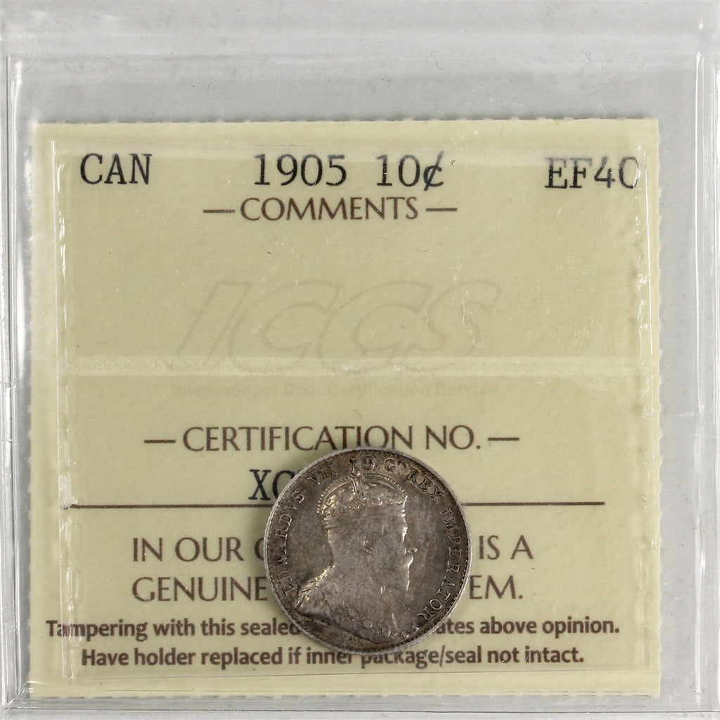 1905 Canada 10-cents ICCS Certified EF40