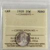 1928 Canada 10-cents ICCS Certified MS60