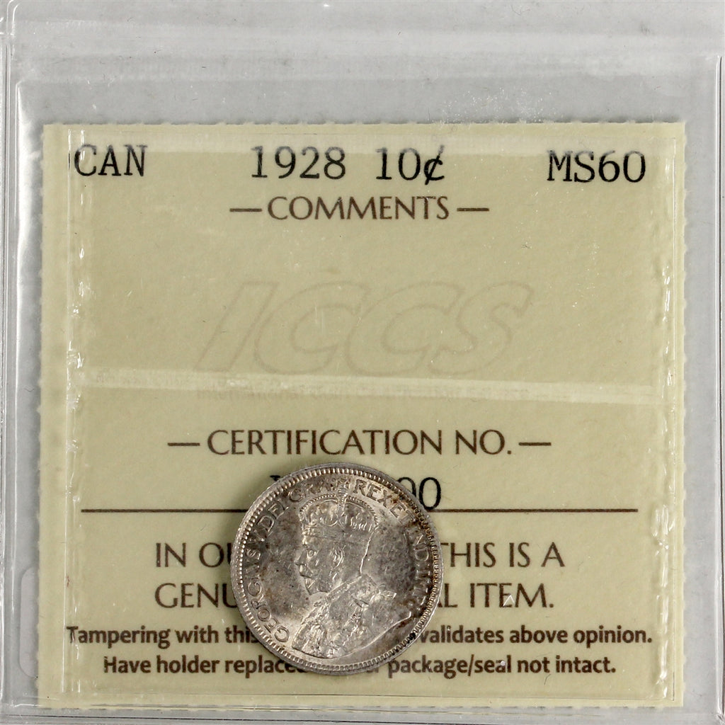 1928 Canada 10-cents ICCS Certified MS60