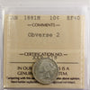 1881H Obv. 2 Canada 10-cents ICCS Certified EF-40