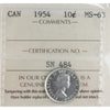 1954 Canada 10-cents ICCS Certified MS63