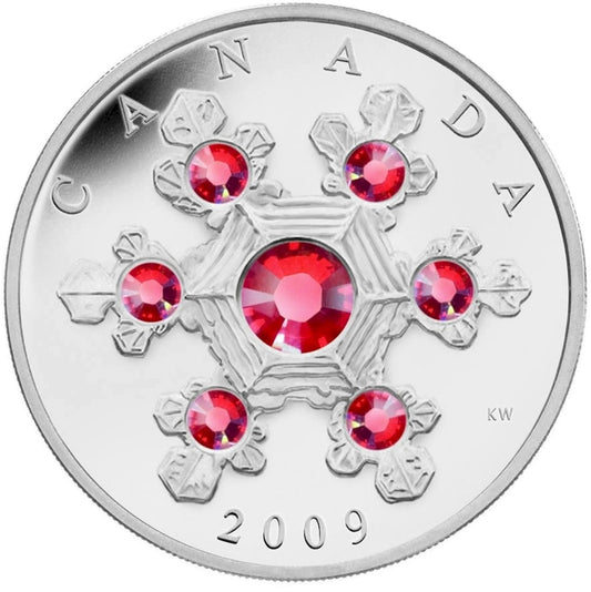 2009 Canada $20 Pink Crystal Snowflake Fine Silver