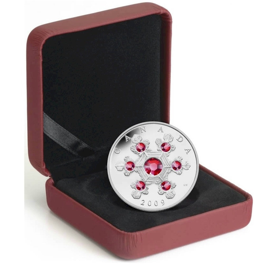 2009 Canada $20 Pink Crystal Snowflake Fine Silver