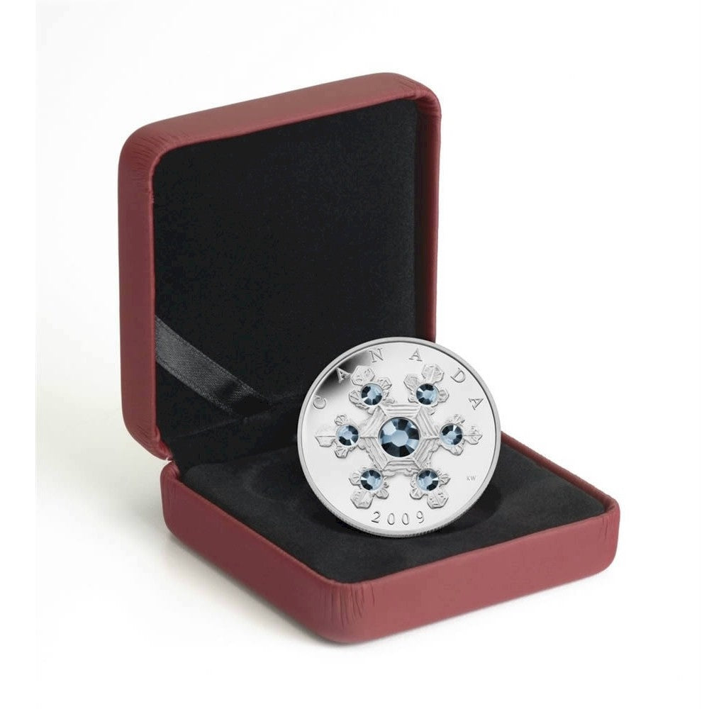 2009 Canada $20 Blue Crystal Snowflake Fine Silver Coin