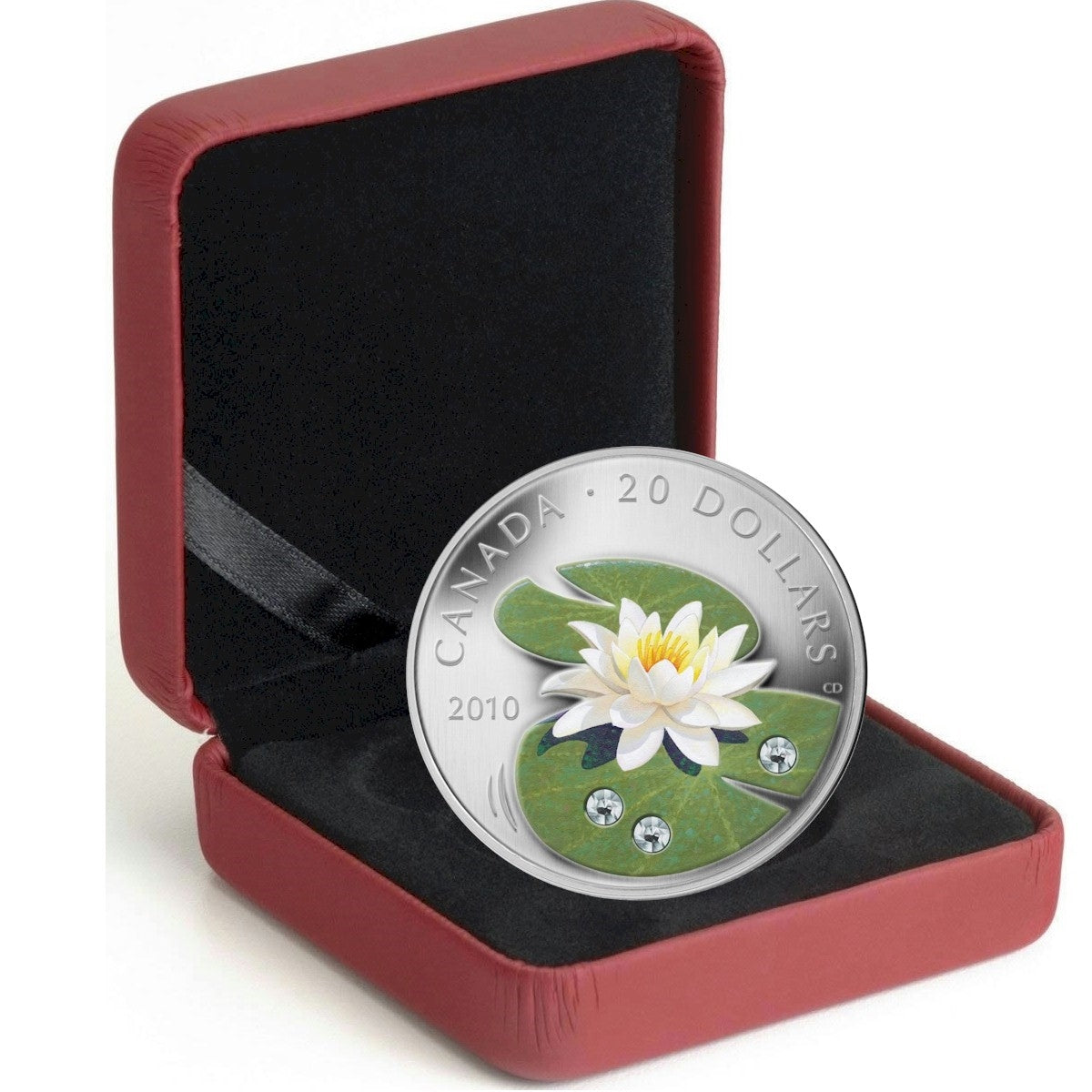 2010 Canada $20 Swarovski Crystal Water Lily Fine Silver