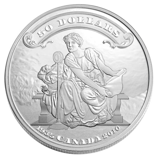 2010 Canada $50 75th Ann. of the First Bank Notes 5oz Silver (No Tax)