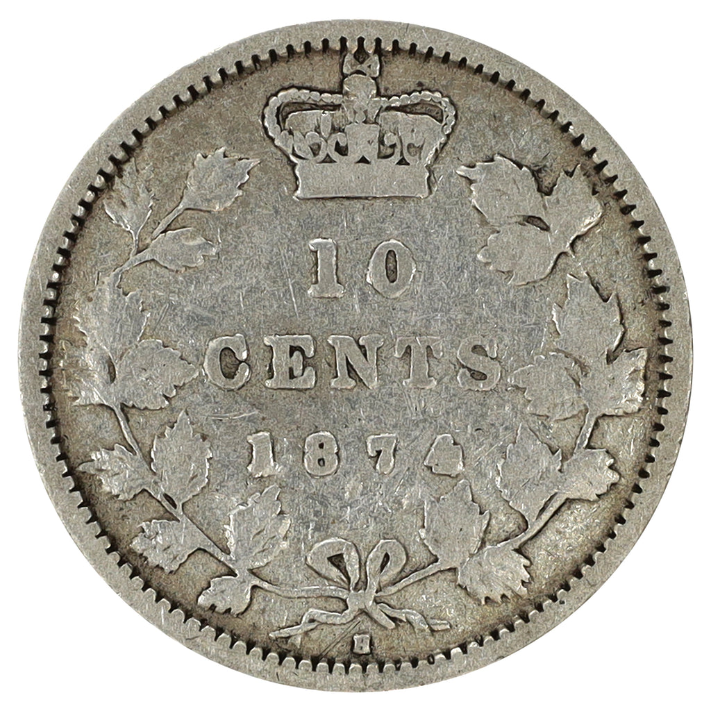 1874H Canada 10-cents Very Good (VG8)