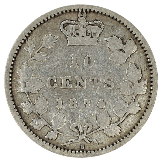 1874H Canada 10-cents Very Good (VG8)