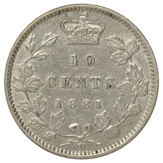 1881H Obv. 2 Canada 10-cents EF-AU (EF45) $