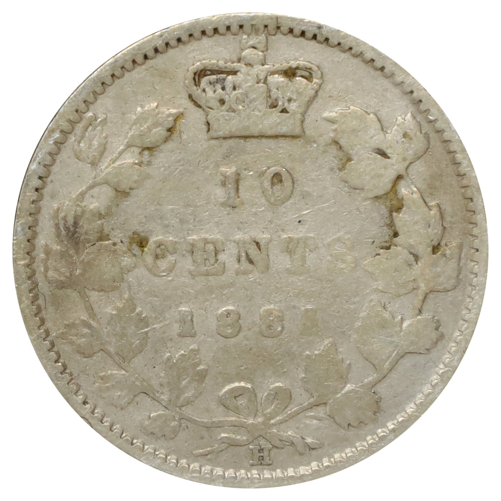 1881H Obv. 2 Canada 10-cents G-VG (G6)