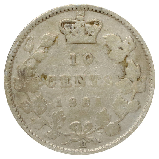 1881H Obv. 2 Canada 10-cents G-VG (G6)