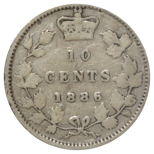 1886 Large Pointed 6 Obv. 5 Canada 10-cents G-VG (G6) $