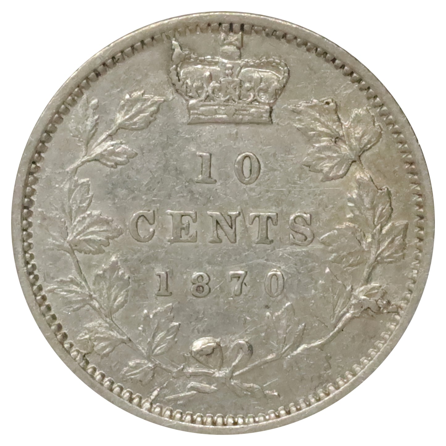 1870 Narrow 0/0 Cnaada 10-cents EF-AU (EF45) $