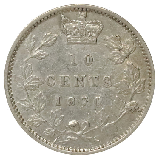 1870 Narrow 0/0 Cnaada 10-cents EF-AU (EF45) $