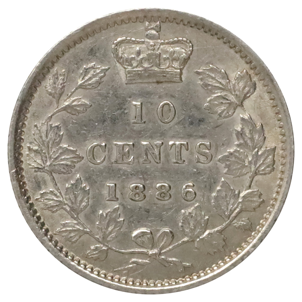 1886 Large Pointed 6 Obv. 5 Canada 10-cents EF-AU (EF45) $