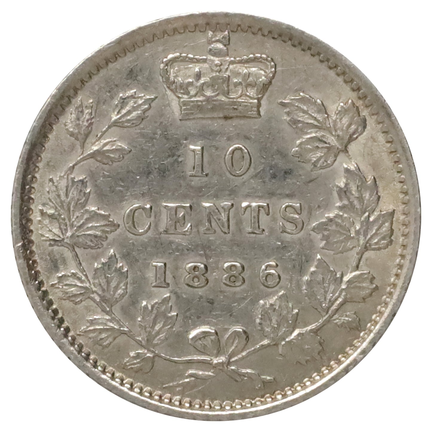 1886 Large Pointed 6 Obv. 5 Canada 10-cents EF-AU (EF45) $