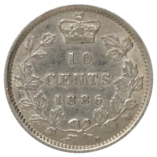 1886 Large Pointed 6 Obv. 5 Canada 10-cents EF-AU (EF45) $