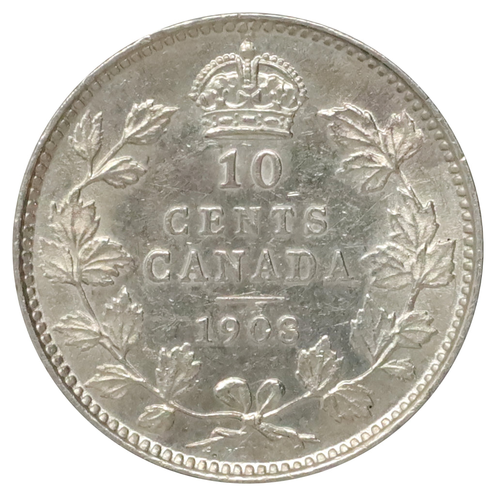 1908 8/8 Canada 10-cents Almost Uncirculated (AU50) $