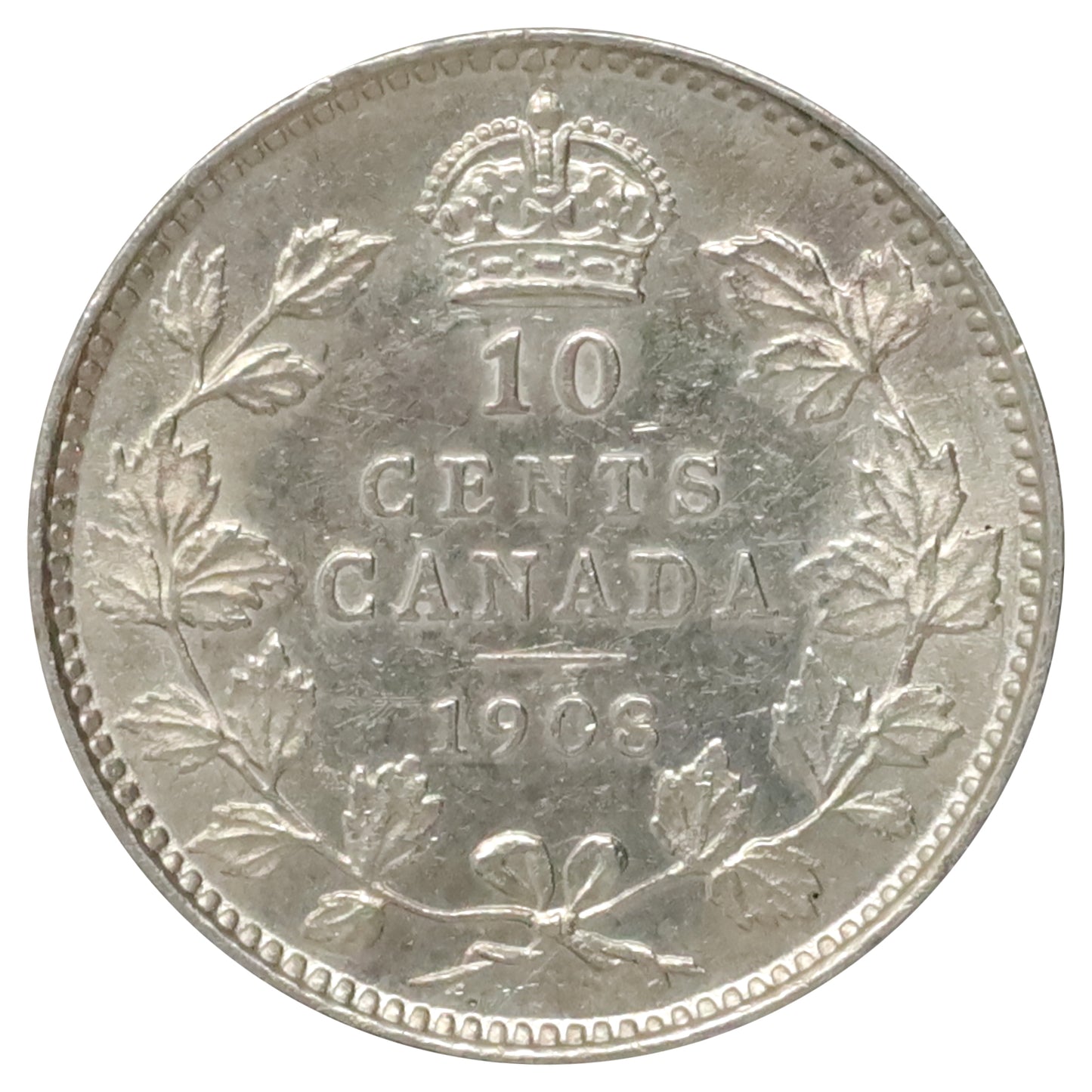 1908 8/8 Canada 10-cents Almost Uncirculated (AU50) $