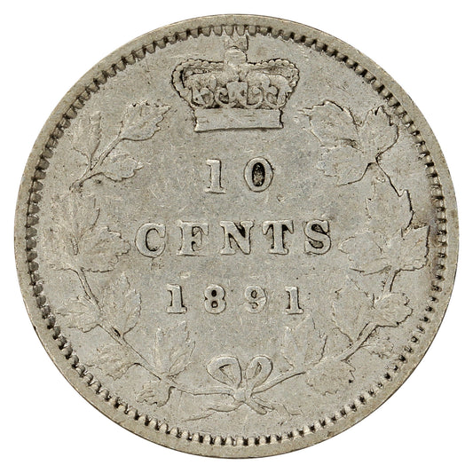 1891 22 Leaves Canada 10-cents Very Fine (VF20) $