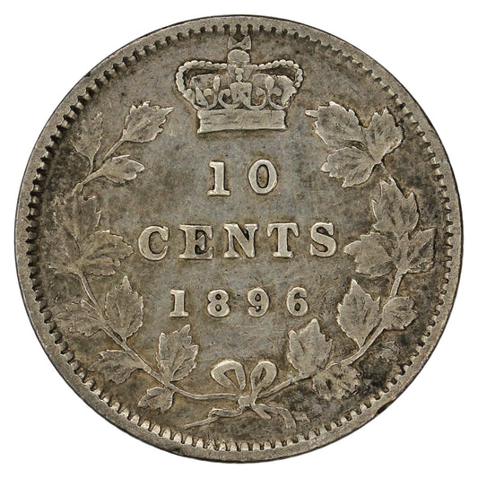 1896 Obv. 6 Canada 10-cents Very Fine (VF20)
