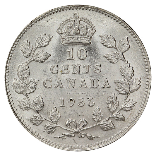 1936 Canada 10-cents UNC+ (MS62) $