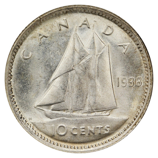 1938 Canada 10-cents Brilliant Uncirculated (MS63) $