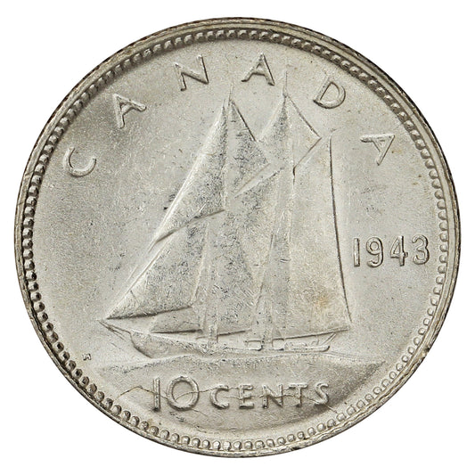 1943 Canada 10-cents Uncirculated (MS60)