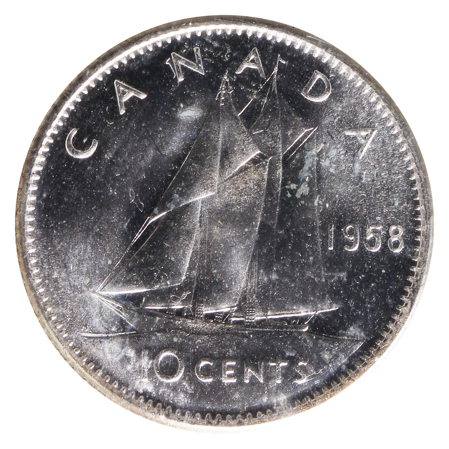1958 Canada 10-cents ICCS Certified MS-65